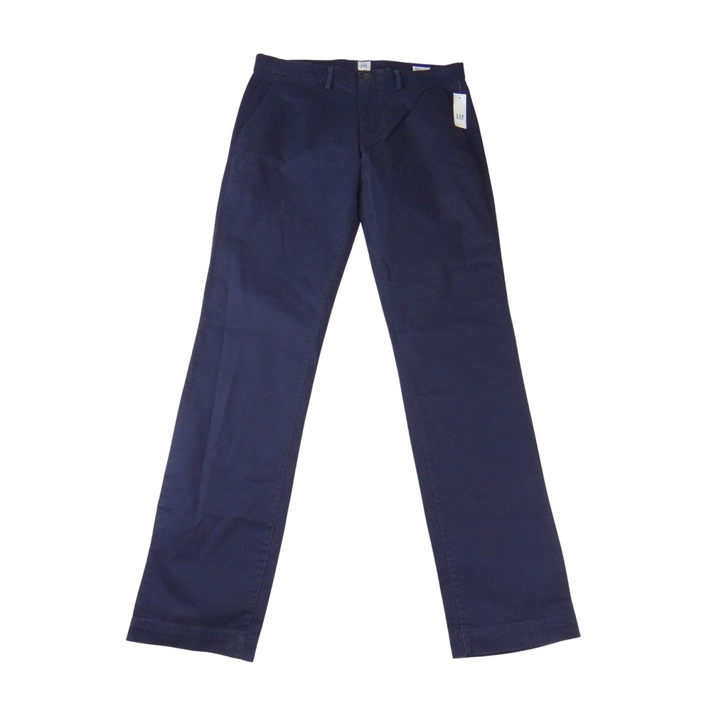 GAP Mens Straight Fit Chino Pants Navy Blue 34x36 Cotton Twill Trousers 3849